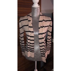 Blush Pink and Black Striped Cardigan